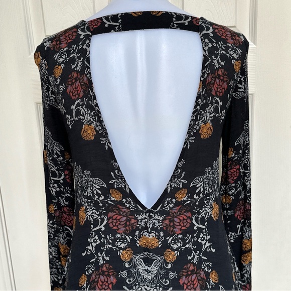 Free People Floral Tunic Top Dress Pocket Boho Festival Ruffle Open Back Sexy XS - Picture 6 of 8